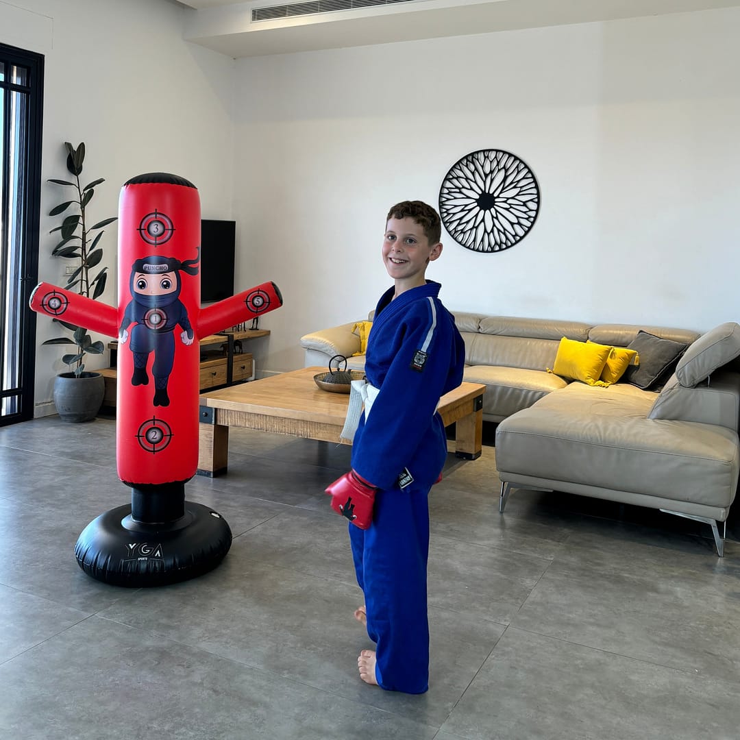 happy kid punching bag Indoor